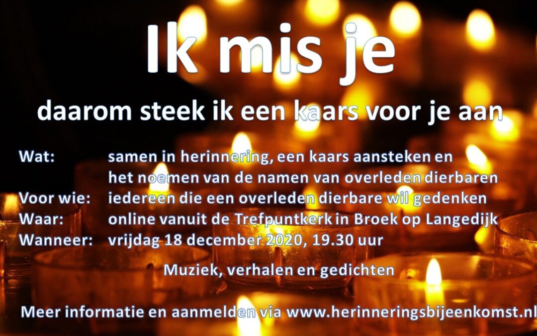 Online herinneringsbijeenkomst op vrijdag 18 december 2020