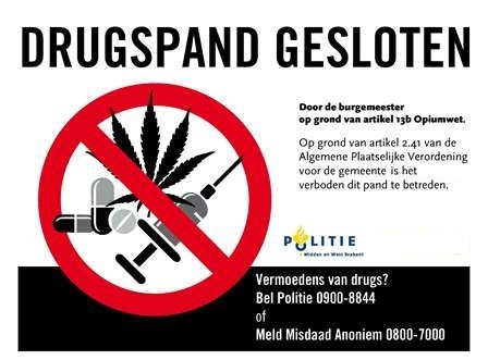 Drugspand aan de Maxwellstraat voor 6 maanden gesloten door Gemeente Dijk en Waard